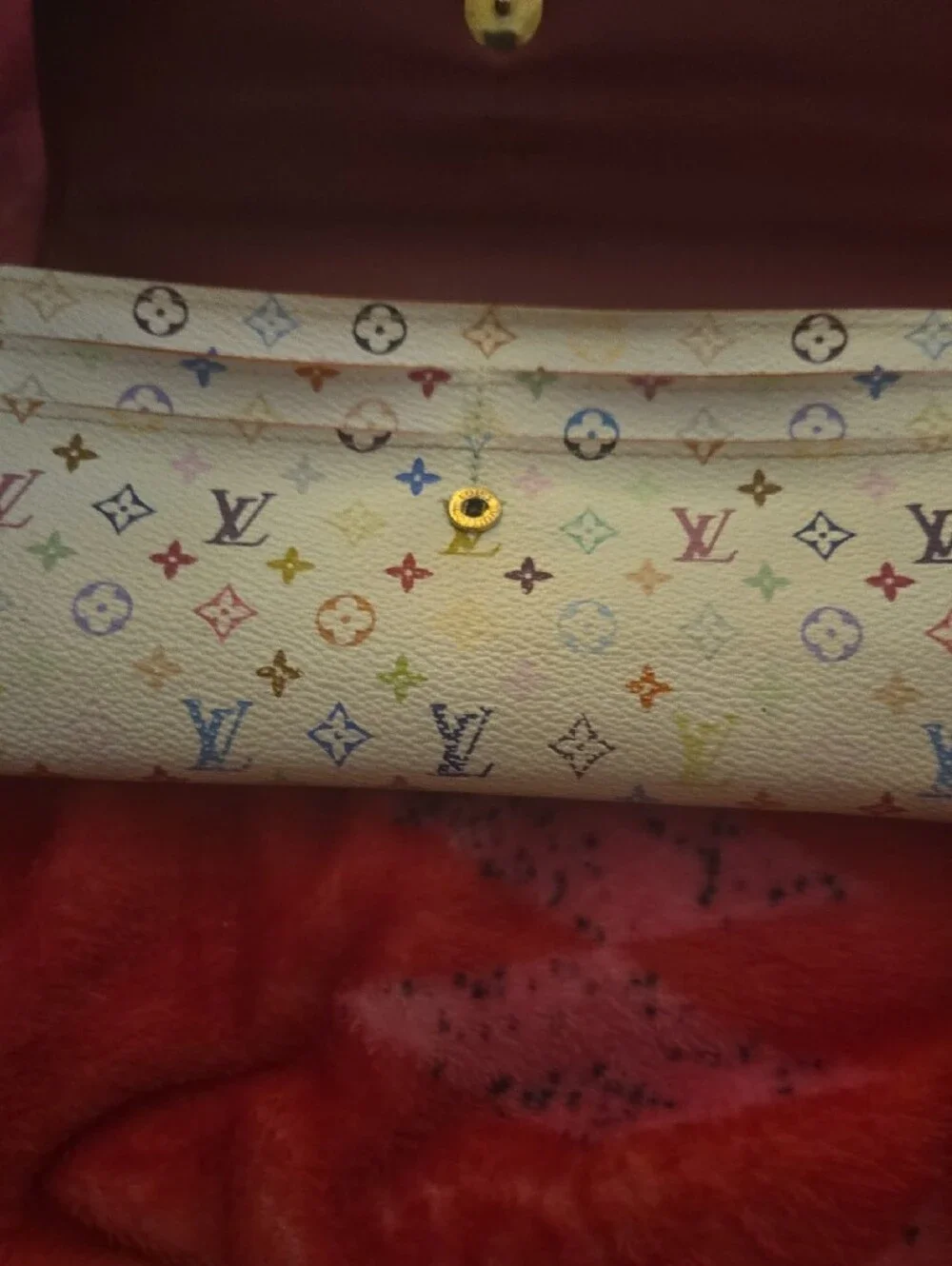 Louis Vuitton White Murakami Monogram Snap Wallet/crossbody With COA And Chain